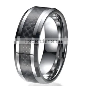 Fashion Design Men's Tungsten Ring Wedding Band With Carbon Fiber Inlay Ring thumbnail-1