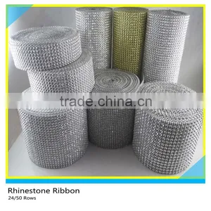 Diamante Effect, Rhinestone Mesh Ribbon Trimming Bridal Craft 24 Rows Lace thumbnail-1