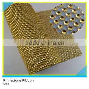 Crystal Wedding Mesh Ribbon Gold Color For Decoration Candle & Cake 12cm*10 Yards thumbnail-4