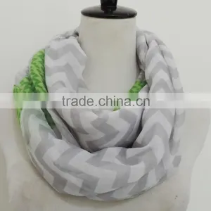 Hot Popular Wave Printing Ladies Thin Polyester Chevron Infinity Scarf thumbnail-6