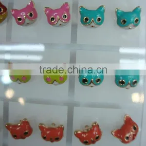Cute Tiny Namel Fox Sharp Stud Earring Pins , Fashion Alloy Stud Earring Pin thumbnail-1