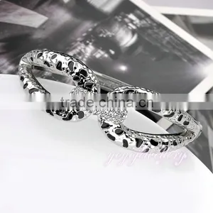 New Products Leopard Silver Color Crystal Enamel Bangle thumbnail-2