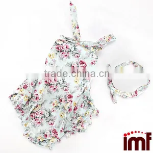 Baby Girl Floral Print Bubble Romper With Matching Headband thumbnail-2