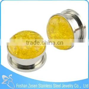 Surgical Steel Body Piercing Jewelry Glitter Powder Eyelets Ear Tunnels thumbnail-5