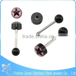 316L Straight Barbell Double Balls Piercing The Tongue With A Smile thumbnail-2