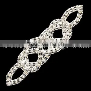 2014 New Design Fashion Accessory, Crystal Ribbon Alloy Buckle , Mini Chain Belt WCK-525. . thumbnail-1