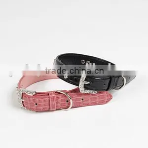 PU Material Dog Collar With Bone Shape Diamond thumbnail-4