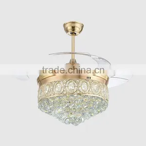 Modern Style 4PCS LED Ceiling Fan With Crystal Shade Contemporary-ceiling-fans thumbnail-4