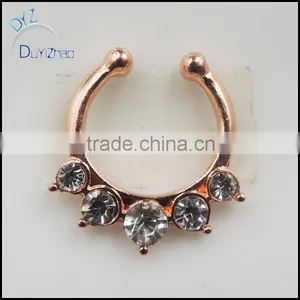 Fashion Fake Septum Rhinestone Hoop Nose Rings thumbnail-2