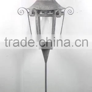 8009334F- Hex Metal Candle Lantern W/stick thumbnail-1