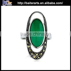 High Quality Men's Titanium 316L Stainless Steel Emerald Ring thumbnail-1
