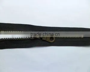 5# Plastic Zipper Resin Zipper Plated Antic-brass Teeth With Auto-lock Pipa Slider Garment Zipper thumbnail-1