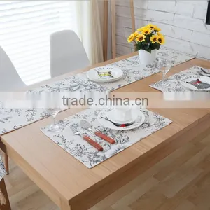 Hot Sale Cotton Linen Canvas Fabric Wedding Table Runner With Printed Pattern thumbnail-1