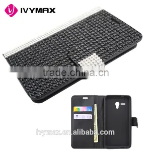 2016 Latest New Design Full Body Bling Diamond Leather Flip Wallet Case Pouch for Alcatel Fierce xl thumbnail-1