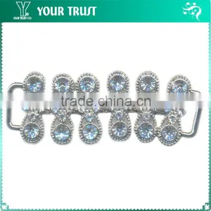 Crystal Rhinestone Triangle Black Acrylic Stone Connector Rhodium Metal Belt Buckle thumbnail-5