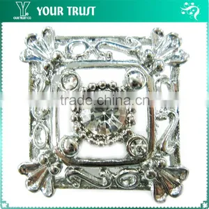 Vintage Crystal Rhinestone Silver Metal Nickel Free Shank Rhinestone Button thumbnail-3