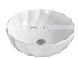 Flower Shape Ceramic White Color Art Basin thumbnail-1
