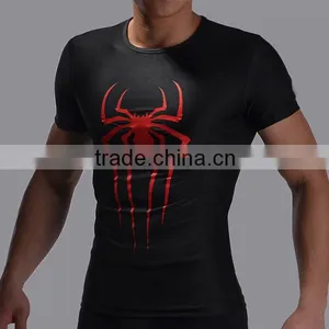 2016 New Arrive Marvel Short Sleeve Superhero Spider Man Compression Tights Men Sport Gym Fitness Wear 3d t Shirt thumbnail-3