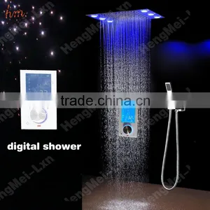 New Invention 360*500mm 304ss Polish Electric Rain Shower Set Remote Control Color Change Led Shower Head With Digital Shower mi thumbnail-1
