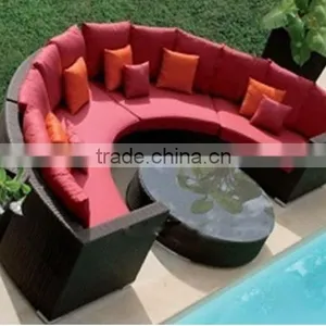 Luxury Round Rattan Outdoor Sofa Set and Wicker Garden Furniture Set thumbnail-4
