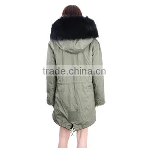 Women Fashion Long Fur Parka/ Raccoon Fur Parka/ Rex Rabbit Fur Lining Parka KZ160051 thumbnail-4