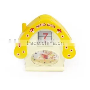 Calendar Clock,table Clock,twin Bell Clock,wooden Desk Clock thumbnail-1