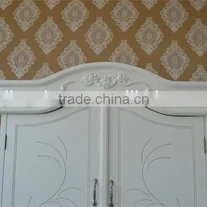French Style Modern Bedroom Furniture Oak Wood Wardrobe With Two Door thumbnail-3