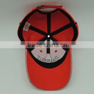 High Quality Custom Unisex 6 Panel 100% Cotton Red Embroidered Curved Baseball Cap Wholesale thumbnail-5