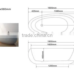 Portable Freestanding Solid Surface Bathtub,Italia Classic Design Resin Stone Round Bathtub for Bathroom Furniture thumbnail-5