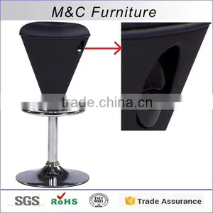 Black pu Adjustable Tall Bar Chair With Footrest thumbnail-1