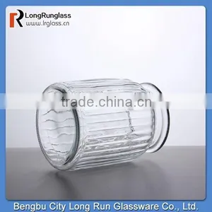 LongRun 10oz Charming Vintage-Style Special Shape Ribbed Glass Jar Glassware Factory Supply thumbnail-4
