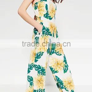 Women's Shoulder Strap Wrap Plunge Floral Print Cami Jumpsuit thumbnail-3