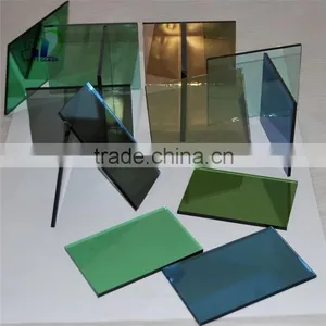 Lake Blue Reflective Color Tinted Glass Gold Reflective Glass for Window Tea Color Tinted Glass thumbnail-2