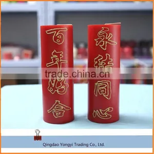 Chinese Red Pillar Candles With Chinese Characters Flameless Candles thumbnail-3