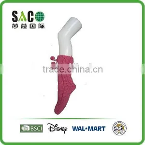 Varied Cable Pattern String With Pom Pom Acrylic Floor Socks With Anti thumbnail-6
