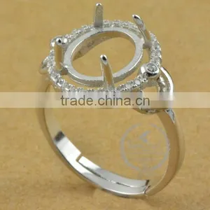 8*10mm 925 Sterling Silver Oval Bezel Silvery Prong Setting Ring Base Blank Supplies DIY Findings 1222006 thumbnail-1