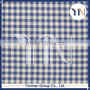 Navy Blue Checks Fabric/ Polyester Fabric/ Polyester Print Fabric thumbnail-1