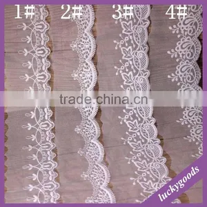 LLS006 Fashionable DIY White Embroidery Lace Trim for Sale thumbnail-1