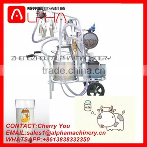 Portable Cow Goat Milking Machine With Stainless Steel Double Buckets thumbnail-2