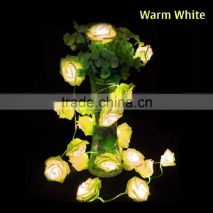 20 LED Rose Flower String Lights for Wedding Garden Party Christmas Decoration Warm White thumbnail-1