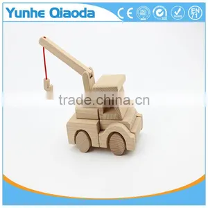 Wood 3D Vehicle Puzzles Mini Crane Car 3D Woodcraft Kit Assemble Paint DIY 3D Puzzle Toys for Kids Adults the Best Birthday Gift thumbnail-4