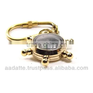 Marine Brass Wheel Compass Nautical Key Chain thumbnail-2