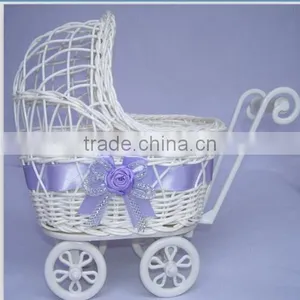 SMALL or LARGE Baby Pram Hamper Wicker Basket for Baby Shower Gifts thumbnail-2