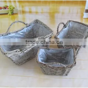Handmade Wicker Flower Baskets for Planting With Plastic Liner Wicker Plants Basket thumbnail-1