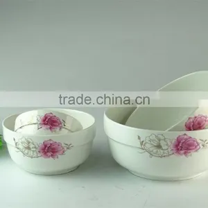 Chaozhou Supplier Stocked Wholesale 7.87inch White Ceramic Bowls With Flower Decal Household Bowls thumbnail-2