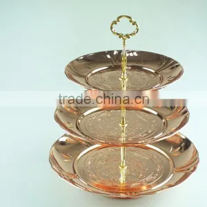 Stainless Steel Three Layer Metal Fruits Plate Flower Decoration and Clourful thumbnail-1