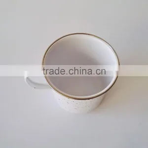 500ml Carbon Steel With Black Dots Coated White Enamel Cup Marble Metal Coffee Mug thumbnail-5