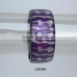 Patterened Resin Bracelets in Purple and White Shades Available in Various Colours thumbnail-1