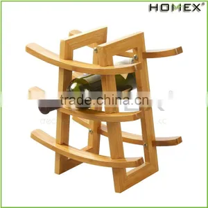 Bamboo Countertop Wine Display Holder for 9 Bottle Homex-BSCI thumbnail-1