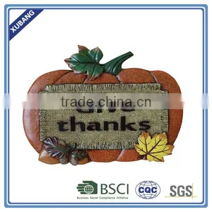 POLY RESIN WALL DECOR WITH FLAT BIG PUMPKIN thumbnail-1